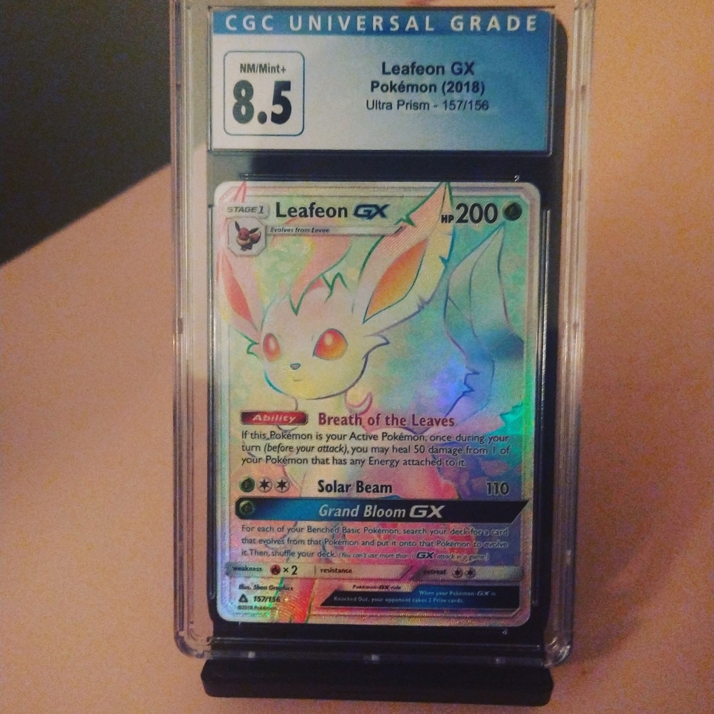 2016 cgc 8.5 leafeon GX rainbow rare from ultra prism